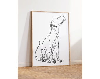 Minimalistischer Hund Linie Kunstdruck | Abstraktes Tierportrait (Digitaldruck)