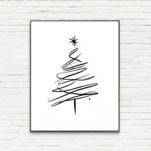 Stampa albero di Natale / disegno lineare / arte murale natalizia / decorazione minimalista / stampa festiva / decorazione invernale / arte murale stampabile