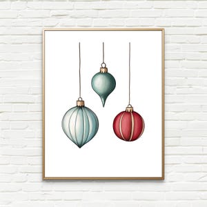classic Christmas decor | winter print | retro baubles wall art | Christmas ornaments | Festive Holiday decoration | printable wall art