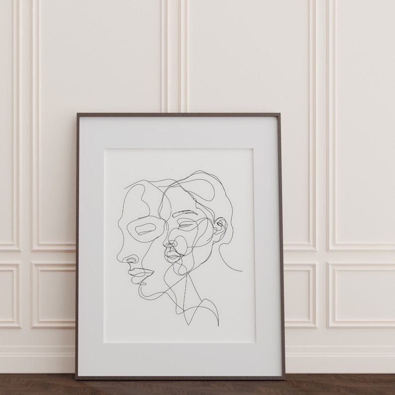 Soul Mates Print | Two Faces Single Line Art, Minimalist (digital Print ...