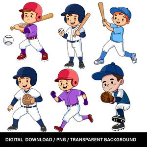 Baseboll Clipart-paket för barn | Sportgrafik, illustrationer (digital nedladdning)