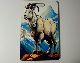 Etiqueta de equipaje con forma de cabra montés de Colorado