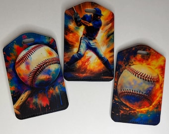 Etiquetas de equipaje de béisbol - Etiquetas sublimadas para bolsas deportivas, paquete de 3