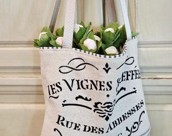 Sac de marché européen, cabas ouvert, en tissu de sac à grains, deux anses, par Tami Lyn Creations