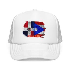 Puerto Rico Flag Patch Foam Trucker Hat | Distressed Puerto Rican Flag Cap