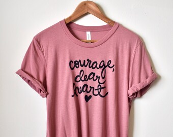 Size LARGE, "Courage, Dear Heart" C.S. Lewis Quote Shirt, Literary Gifts, Unisex Crew TShirt. Ready To Ship