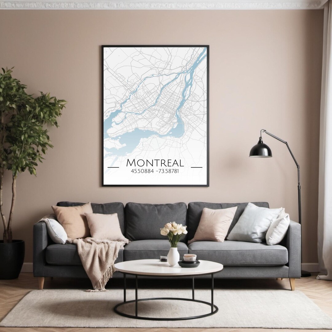 Minimalist Montreal Map Poster With Coordinates Timeless Minimalist