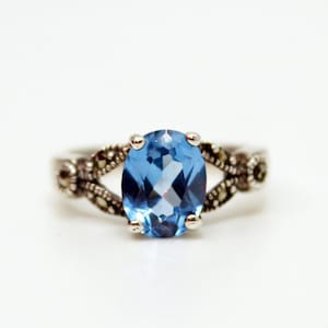 Blue Sapphire and Sterling Silver Ring - Size 5 3/4 - Natural Blue Sapphire - 4267