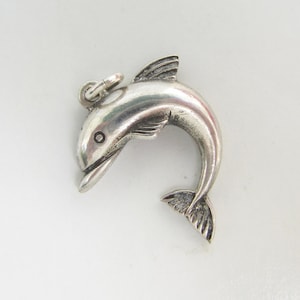 Sterling Silver Dolphin Charm or Pendant  - 2909