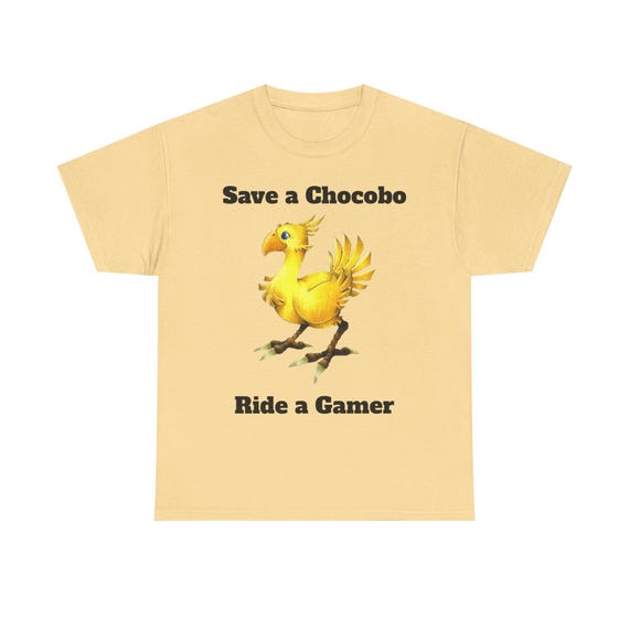 Funny Gamer Shirt | Save a Chocobo, Ride a Gamer | Final Fantasy 7 Graphic Tee