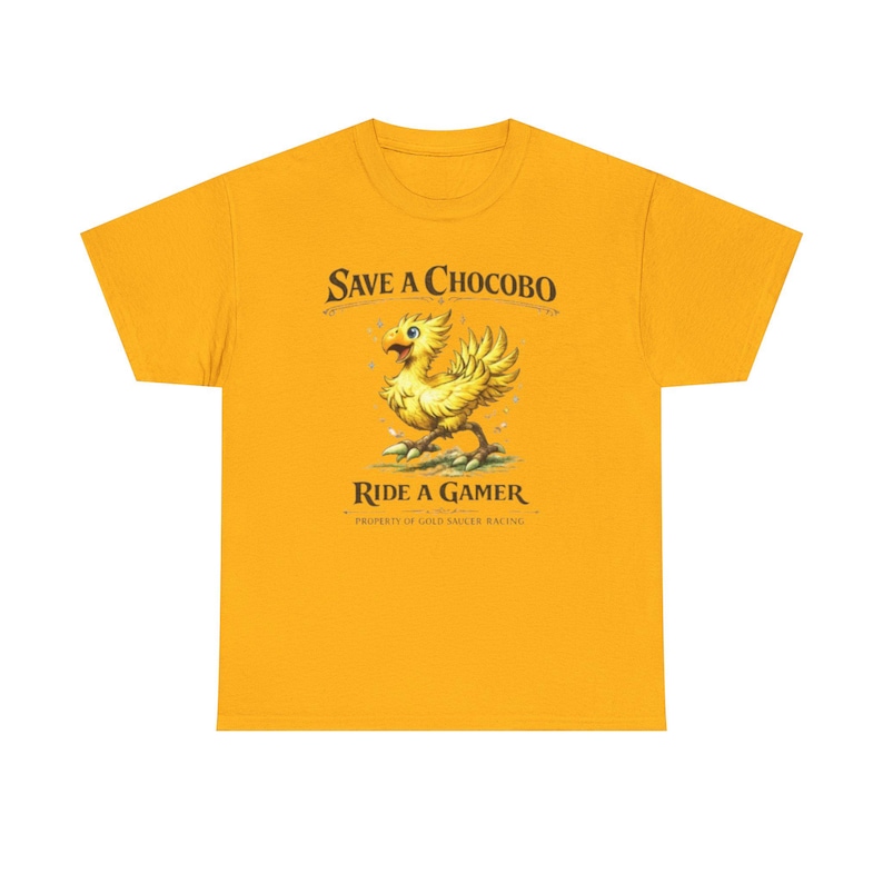Save A Chocobo Ride A Gamer Shirt, Funny Gamer Tee, Fantasy RPG Shirt, Retro Gaming Shirt, Geek Humor Graphic Tee image 1