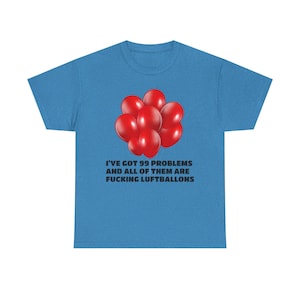 Men's 99 Luftballons T-Shirt | 80s Music Humor | Funny Graphic Tee with Red Balloons
