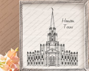 Houston Texas LDS Templo SVG Archivo-Descarga digital