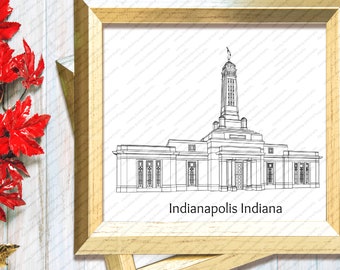 Indianapolis Indiana LDS Tempel SVG-Datei-Digitaler Download