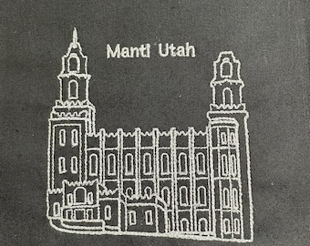 Manti Temple Embroidery File-Digital Download Temple of The Church of Jesus Christ of Latter Day Saints.