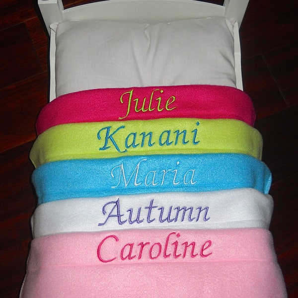 18 inch doll bedding blanket personalized free ship 7 colors Free Shipping