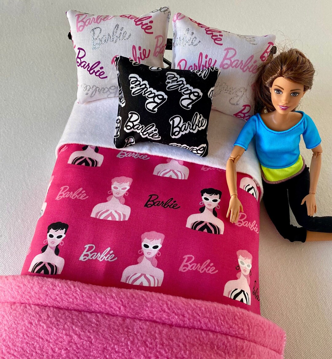 Barbie Doll Bedding Set Comforter Pillows Fleece Blanket Dollhouse 16 Scale Free Shipping Etsy