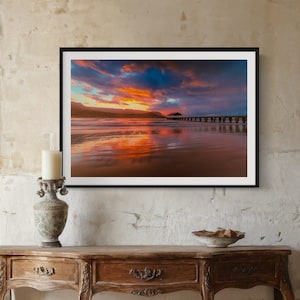 Hanalei Pier Sunset - Stunning Beach Scene Wall Art Print