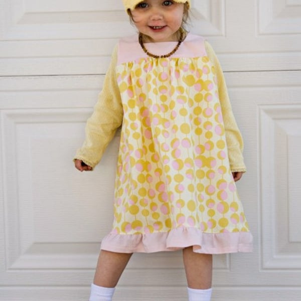 SUMMER SALE - Amy Butler Pinafore Dress - custom made size 12 m, 2T, 3T