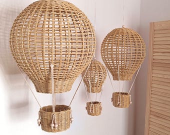 Hot air balloon nursery decor, boho playroom decor, mobile