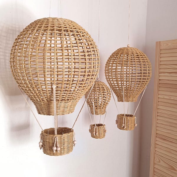 Decoración infantil con globos aerostáticos, decoración de sala de juegos estilo boho, móvil