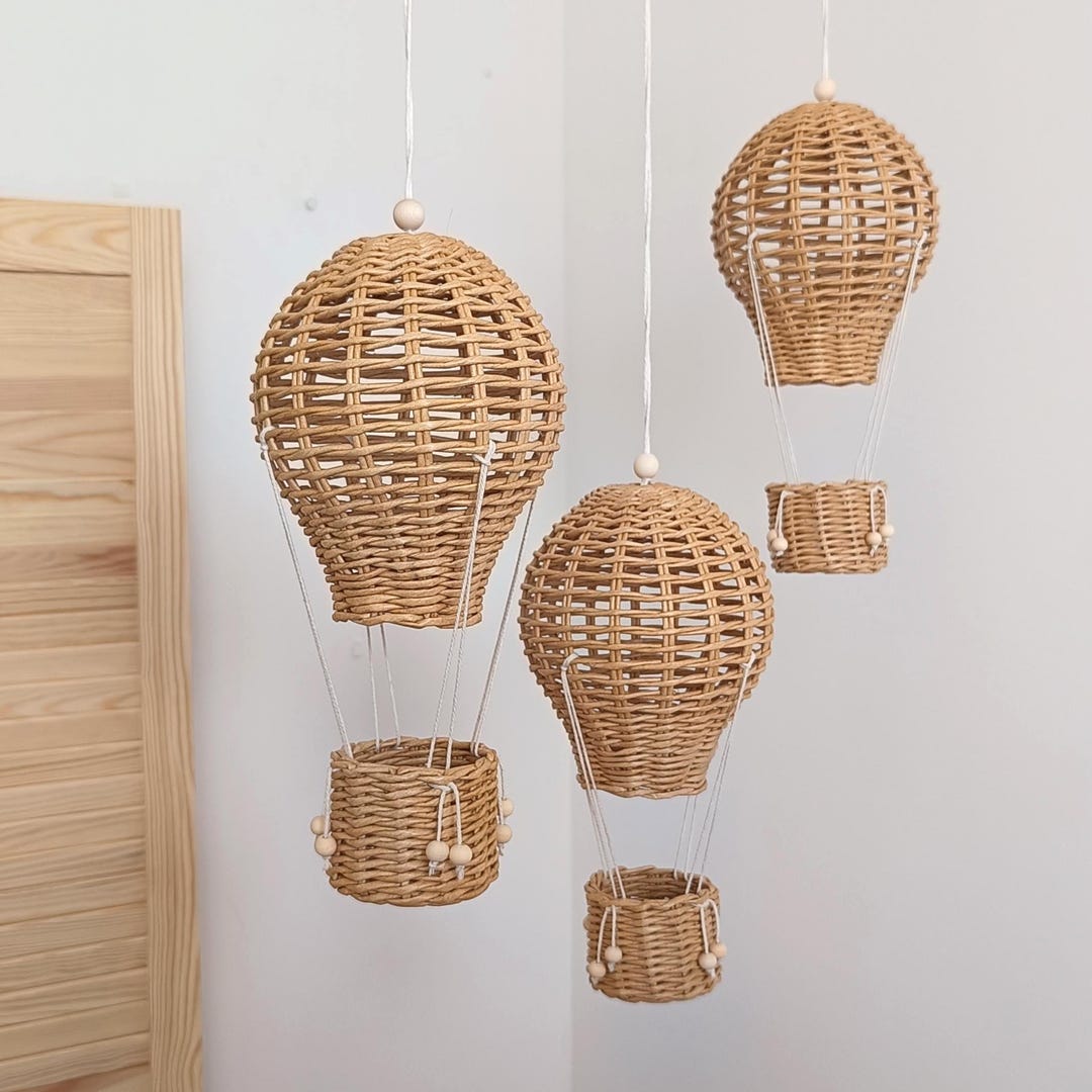 Hot Air Balloon Nursery Wall Hanging Decor Mobile, Playroom Boho ...