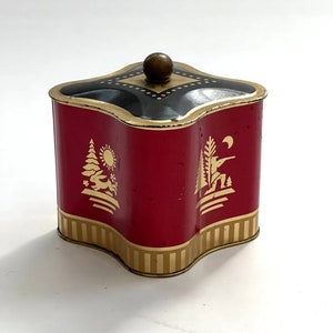 Vintage West German Square Biscuit Tin, Rounded Square Deco Style Collectible Tin