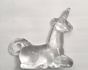 Cast Glass Unicorn, Mid Century Swedish Glass par Kosta Boda