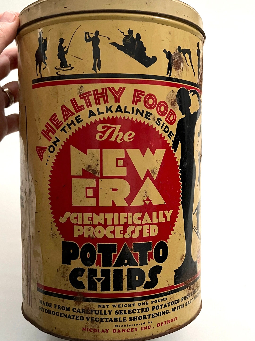 Vintage NEW ERA Potato Chips Large 16 Oz Potato Chip Tin Etsy