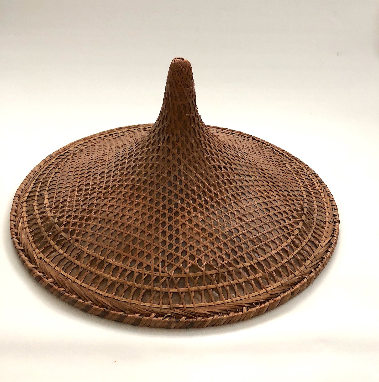 Chinese Rattan Rickshaw Hat Vintage 1960's Conical Hat Etsy