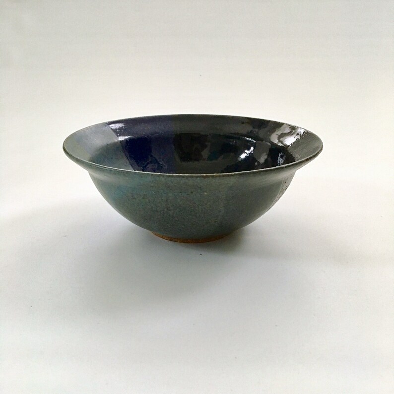 Blue Glazed Stoneware Bowl Studio Art Pottery Bowl