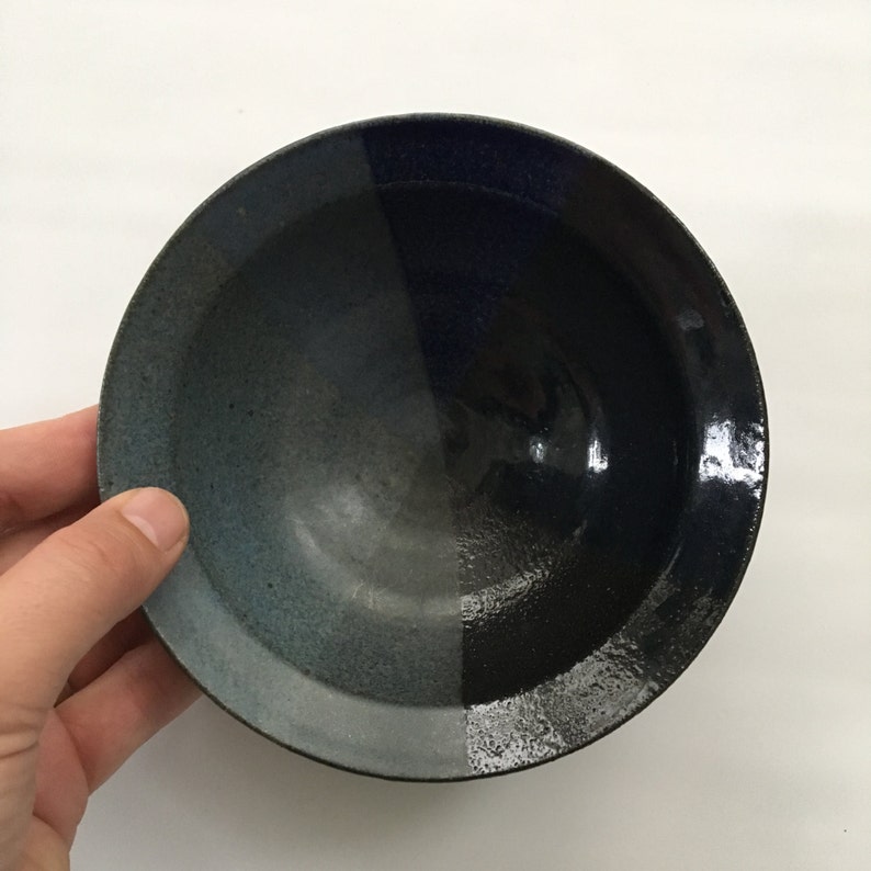 Blue Glazed Stoneware Bowl Studio Art Pottery Bowl
