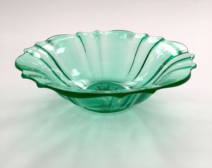 Pale Green Depression Glass Serving Bowl Green Glass Bowl Etsy