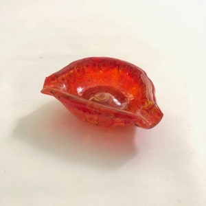 Vintage Murano Millefiori Glass Ashtray: MCM Italian Red Cased Glass