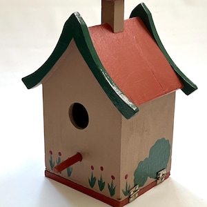 Handmade Wood Bird House, Vintage Collectible Garden Decor, Birdhouse Cottage