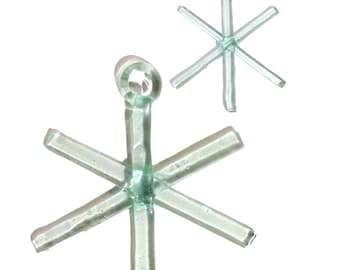 Fused Bottle Glass Snowflake Holiday Christmas Ornament, Fused Glass Suncatcher, Clear Holiday Tree Ornament made by Bryan Northup