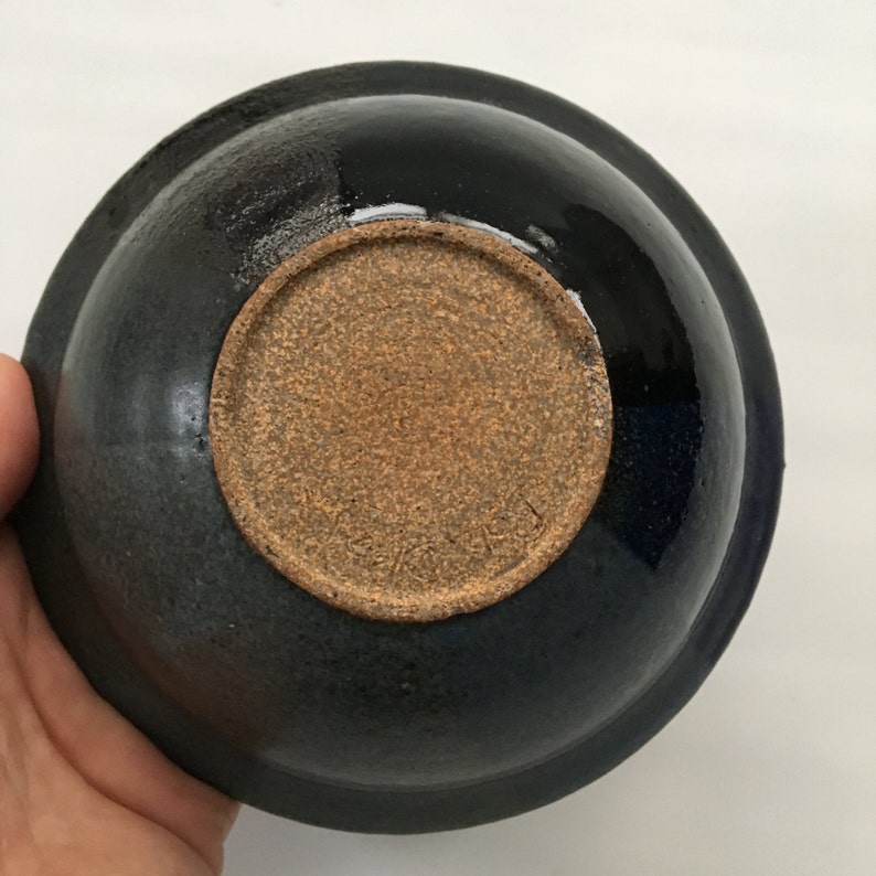 Blue Glazed Stoneware Bowl Studio Art Pottery Bowl