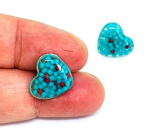 Real Sprinkle Heart Stud Earrings | Glitter Resin Earrings