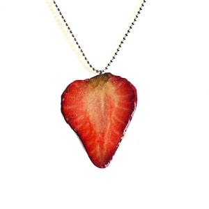 Real Strawberry Necklace,  the original fruit jewelry, fruit necklace