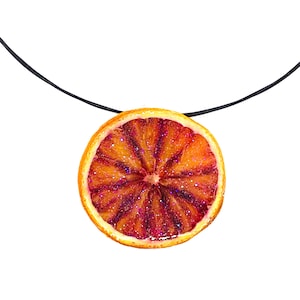 Fruit Jewelry| Blood Orange Necklace | real fruit jewelry | real blood orange necklace| real fruit necklace | glitter necklace | dried fruit
