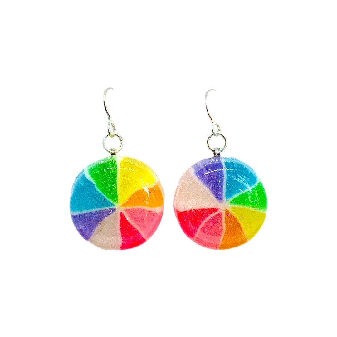 Japanese Candy Earrings, Pinwheel, Real Candy Earrings, Colorful