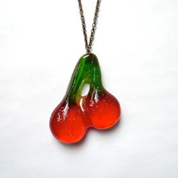 Candy Jewelry: Glitter Gummy Cherry Necklace