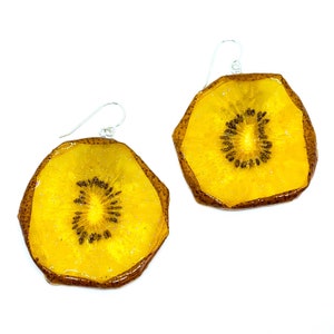 Kiwi Earrings | fruit earrings | dangle earrings | real fruit earrings | real fruit jewelry |  dried fruit | picnic | tropical