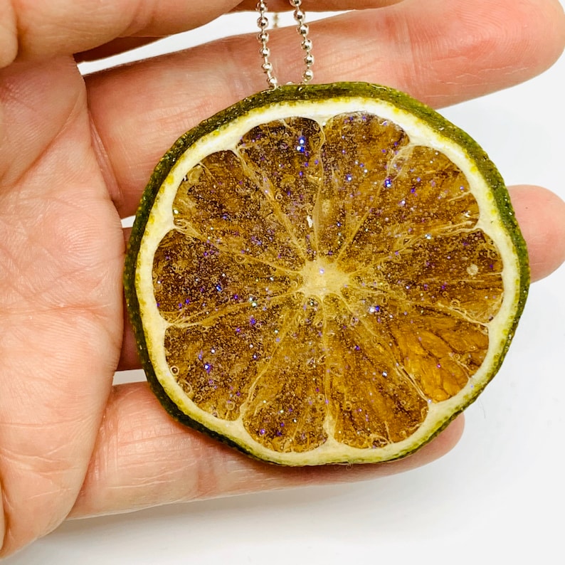 Real Lime Necklace Fruit Necklace Real Fruit Jewelry Etsy