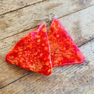 Real Hot Doritos Tortilla Chip Earrings, Food Jewelry, Dangle Snack Earrings in Resin