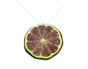 Real Lime Necklace  | Fruit Necklace | Real Fruit Jewelry | interesting necklace | natural jewelry