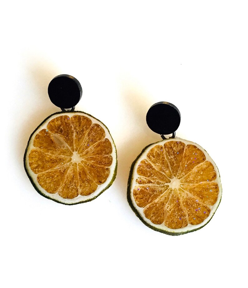 Lime Earrings Fruit Earrings Dried Fruit Jewelry Vegan Etsy