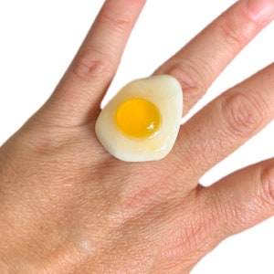 Egg Ring, funny jewelry, food jewelry, candy jewelry, gummy candy, fried egg ring, resin ring