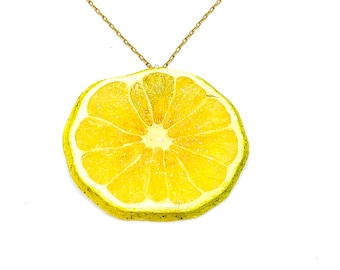 Glitterlimes Fruit Necklaces, lemon necklace, strawberry necklace, blood orange, lime necklace, fruity jewlery, real fruit necklace