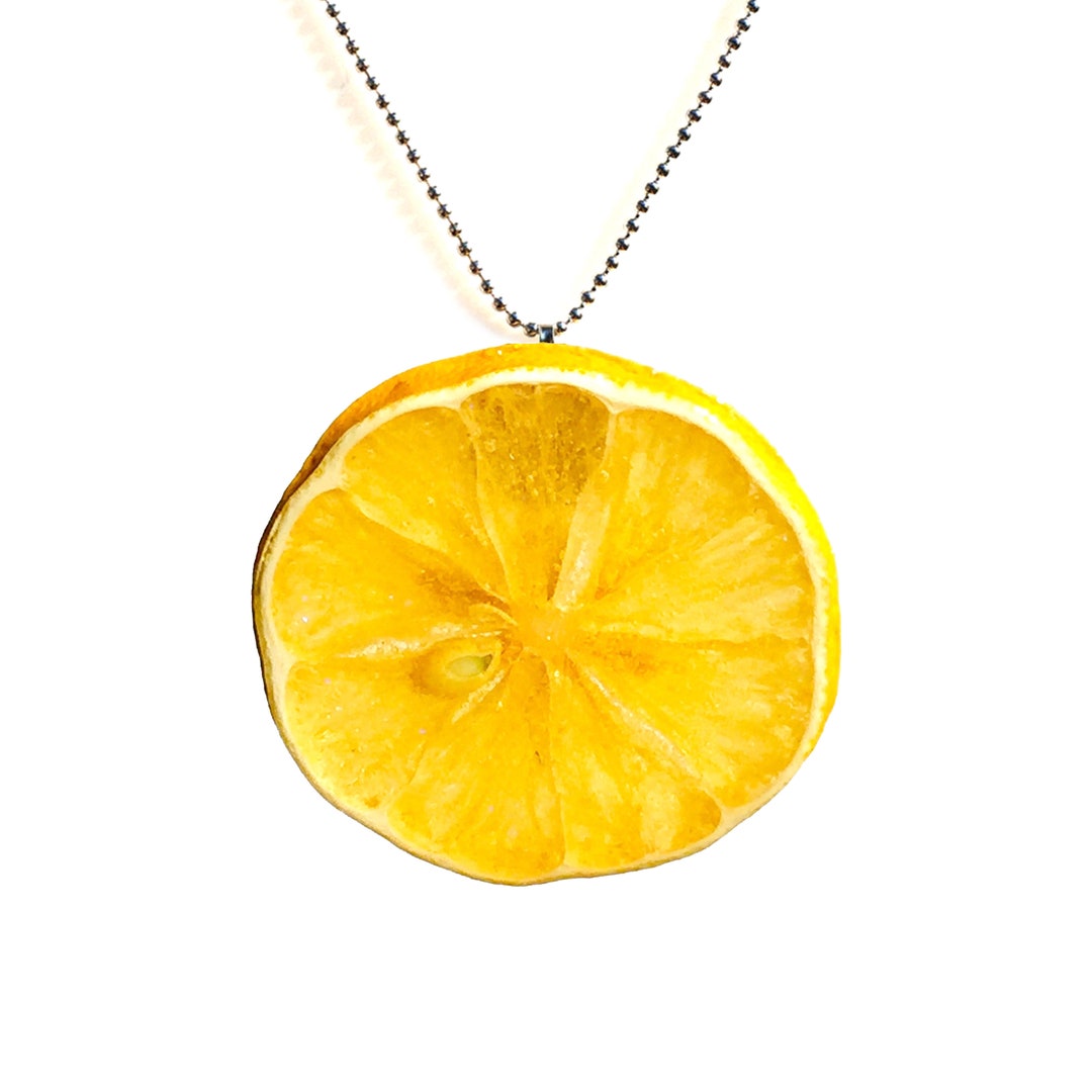 Real Lemon Necklace, the Original Fruit Jewelry, Real Fruit Necklace